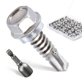 Litorange 50pcs M6.3 x 25mm 410 Stainless Steel Self Drilling Hex Head Self Drilling Hex Socket Self Tapping Screws for Ventilation Pipes Fans Metal Rail