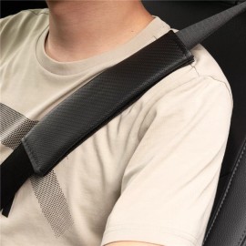 XUKEY 2Pc Car Auto Seat Belt Cover Shoulder Strap Pad Cushion Headrest Carbon Fiber