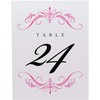 Classic Flourish Wedding Table Numbers, Fuschia, 1-55, Double Sided, Tent