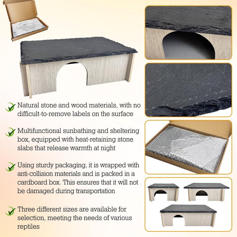 PINVNBY Large Bearded Dragon Basking Platform, Wooden Snake Hide, Ball