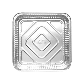 (Pack of 100)- Large Aluminium Foil Trays 9 X 9 X 2 Inches Food Large Container with Lids Square Tin Foil Recyclable Aluminium Disposable Pan Catering for Grilling Bake Roast Oven Safe Home Restaurant