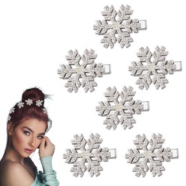Snowflake Hair Clips with Pearl Hair Clip for Girls Women Rhinestone Barrettes for Women Girls Christmas Hair Accessories for Girls Women Cute Christmas Hair Clips Bulk Mini Rhinestone Hair Clips 6PCS