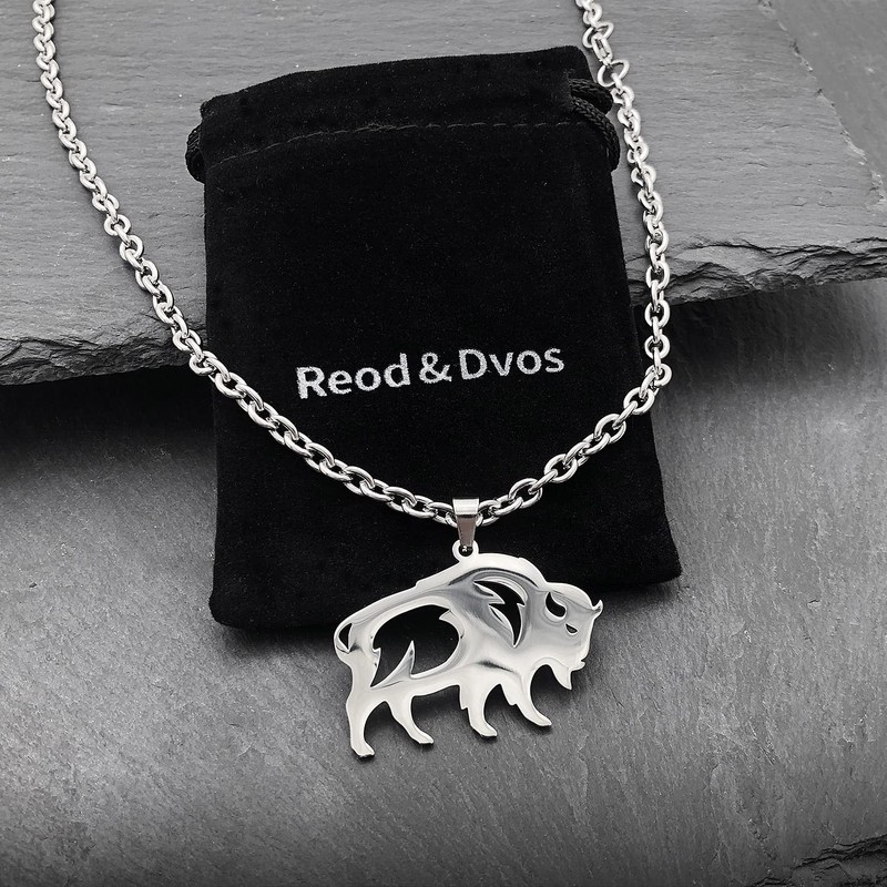 Wchama Bison Necklace for Men Women Gift Stainless Steel Pendant