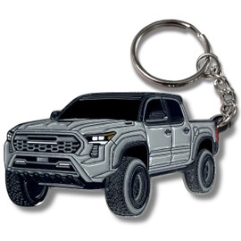 FOUR WHEEL BEAST Tacoma Keychain 2024-4th Gen Tacoma Accessories 2016-2024 mods Cool Key Chain Fob Cover Toy Truck (Silver)