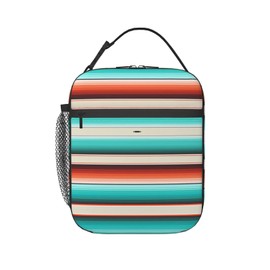 Yilad Mexican Turquoise Stripes Lunch Box Insulated Soft Bag Reusable Cooler Bag For Women Men Work Picnic Hiking