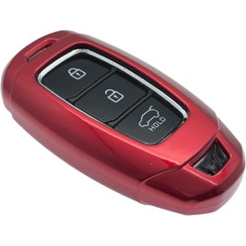 Nordecco Gloss Key Case Fits Hyundai I30 Elantra Sedan Kona 2018 Accent Santa Fe Azera Avante CN7 Palisade Keyless Remote 3/4/5 Buttons (Red)