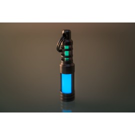 TEC Accessories Isotope Chain Reaction Fob - Hybrid Embrite Glow Fob Pellet (Aqua) and Stainless Steel Housing for 3x11mm Tritium Vial - EDC Tritium Keychain Accessory - Cool Keychains Accessories