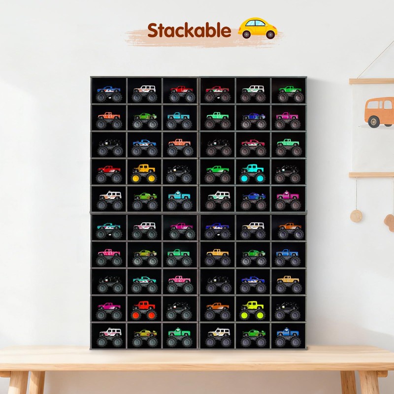 Krafetto 2 Pack Trucks Display Shelf, 15 Slot Toy Cars