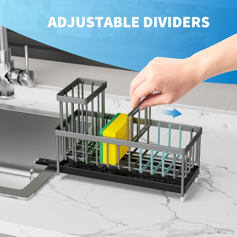 Cisily Sponge Holder for Kitchen Sink, Sink Caddy Organizer with