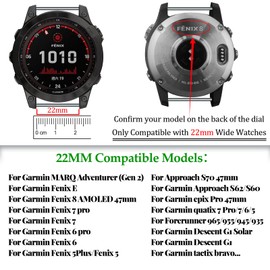 EZMVZKU 22 mm QuickFit Metal Bracelet for Garmin Fenix 7/7 Pro/6/6 Pro/Fenix E/Fenix 8 AMOLED 47 mm, Stainless Steel Replacement Strap for Fenix 5/5 Plus/Forerunner 965 955 945 935/Approach S62/Quatix