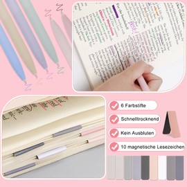 Vyuwast 61-Piece Stationery Set with Pencil Case Pink - Mechanical Pencils, Highlighter, Gel Pen, Incl. Erasers, Bookmark for School, Study, Office, Writing Set