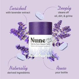 Nune Multi-Purpose Cleaner Refills - All Purpose Cleaning Tablets 6 Pack - 144 fl oz total (24 fl oz each) - Shower, Counter, Floor, Furniture, Bathroom - Non-Toxic and Effective - Lemon Fragrance