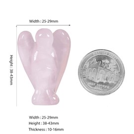KYEYGWO Rose Quartz Carved Gemstone Angel Figures, Healing Crystal Guardian Angel Stone Talisman Pocket Angel Statues Peace Angel Sculpture Fengshui Ornament for Decoration Lucky Charm, 3.8 cm