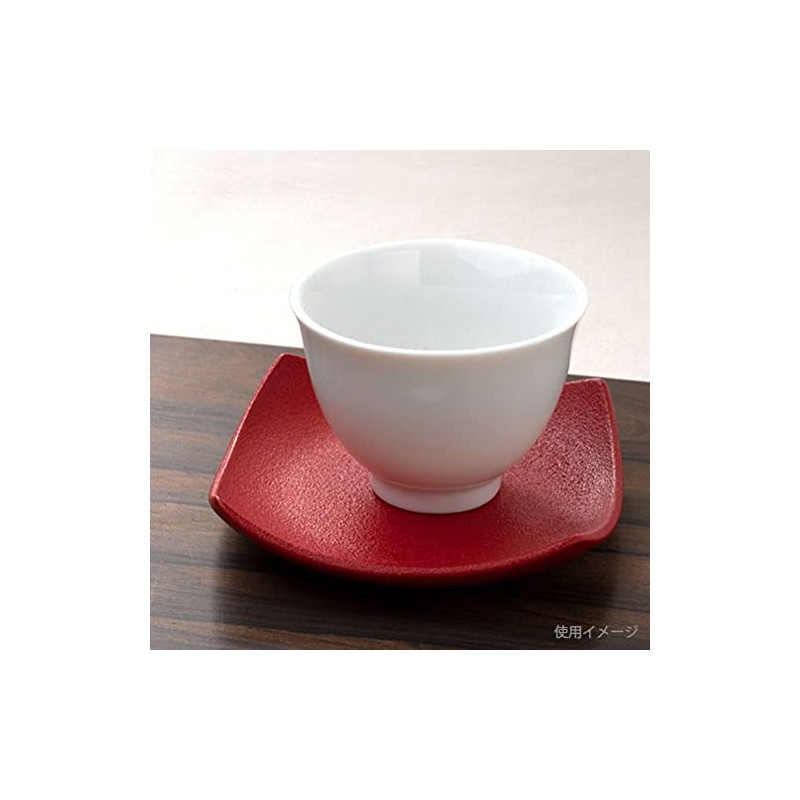 Ceramic Tea Holder (Square, Crimson), W 3.5 x H 0.8