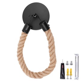 Tiardey Vintage Rope Towel Holder,Industrial Rope Towel Holder, Vintage Toilet Roll Holder Rope for Bathroom Kitchen Decoration