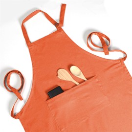 Native Fab Kitchen Apron 2 Pack - 100% Cotton Adjustable, Durable Apron with Pockets, Perfect for Cooking, Baking, Grilling, Orange, 27"(L) x 33"(W)