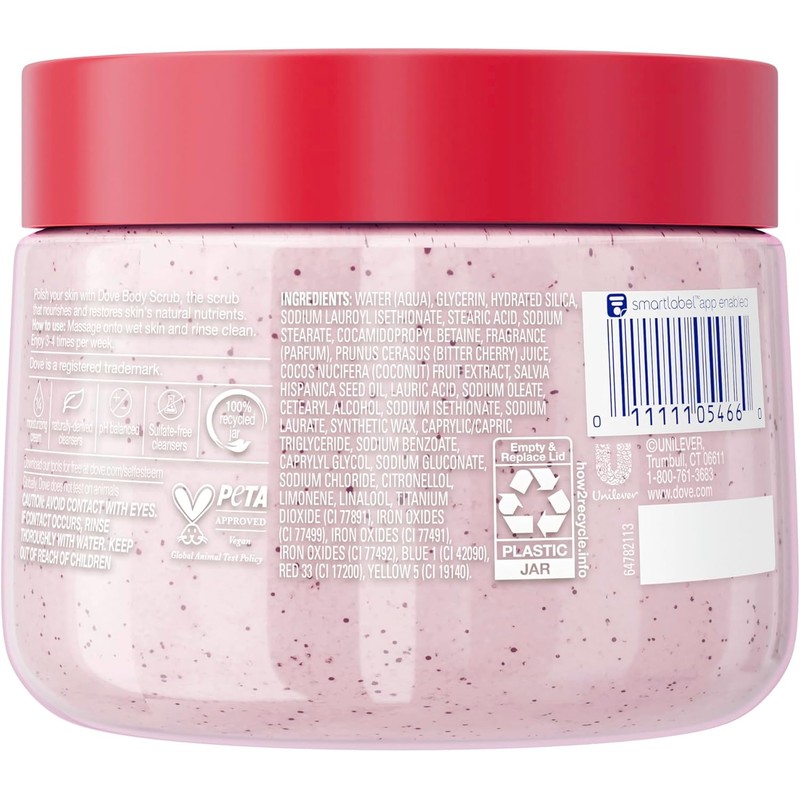 Dove Cherry & Chia Milk Body Scrub Exfoliates and Deeply