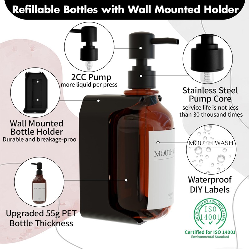 HCYWOC Shampoo and Conditioner Dispenser, Shower Soap Dispenser with 16