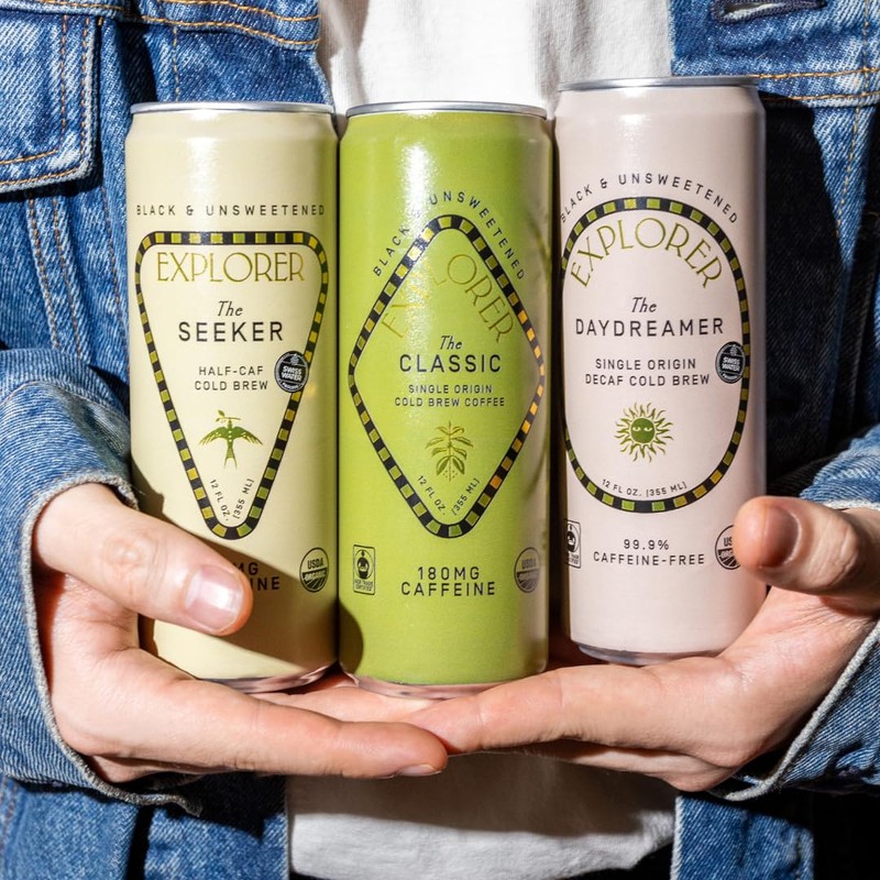 Explorer Seeker Ready-to-Drink Organic Cold Brew Coffee, with 65 mg