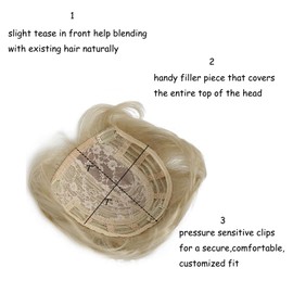 Hair Toppers for Women Short Hair Toppers with Bangs 7" x 7" Cut Short Hair Toppers for Women with Thinning Hair Synthetic Toppers (Grey)