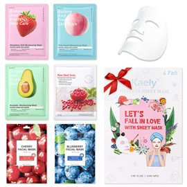 Kaely 8 Pack Variety Sheet Masks, Spa Party Face Masks for Kids Teens Skin Care, Facial Mask Skincare Set, Moisturize Nourish for All Skin Types, Birthday Gifts for Women Men Girls, Set03