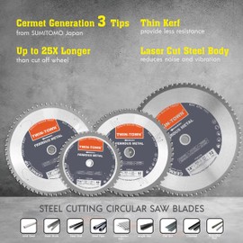 TWIN-TOWN 14-Inch 66 Teeth Dry Cut Mlid Steel and Ferrous Metal Cermet Saw Blade with 1-Inch Arbor