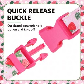 PUPTECK Cute Strawberry Dog Collar, Soft Cloth Fabric Dog Collars for Small Medium Large Dogs, Adjustable Puppy Collar with Pendant for Male Female Boys Girls Accessories
