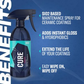 GYEON Cure Redefined Hydrophobic Ceramic Spray Sealant Paint Gloss Protection Maintenance Spray for Car Glass Wheels Trim Shiny Surface Repel Water Enhance Beading Finish