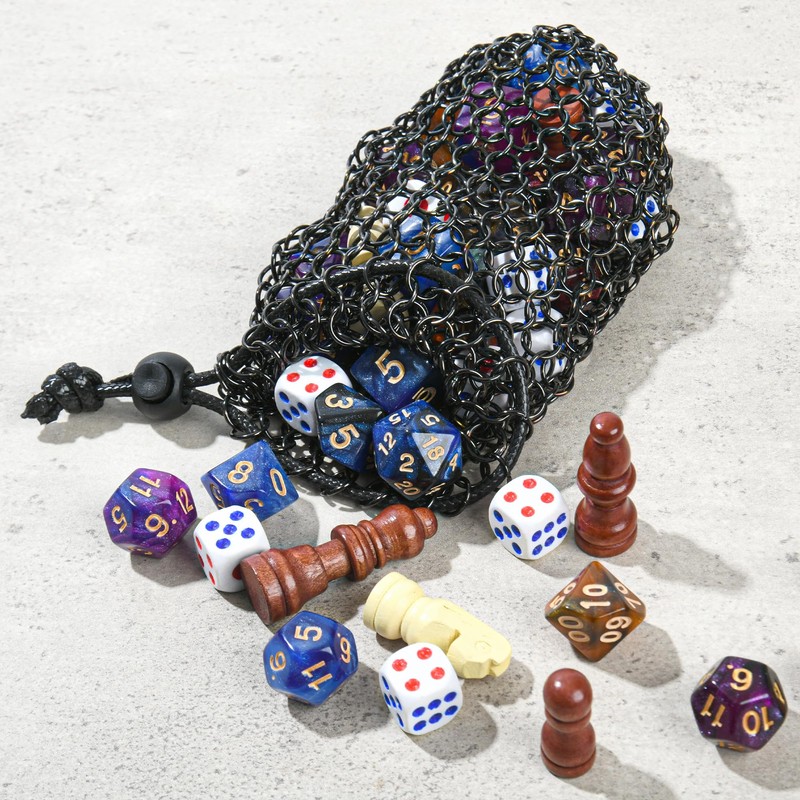 Drawstring Game Dice Pouch - Large Capacity Stainless Steel Drawstring