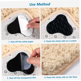 LIFKOME 10pcs Non-Slip Rug Stickers Dual-Sided Slip Pads for Hardwood Floors Triangle Cloud Shapes Reusable Washable Carpet Grippers for Area Rugs Easy to Install