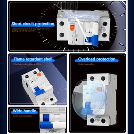 Fi Circuit Breaker, 30mA Electromagnetic Residual Current Circuit Breaker, 1P+N 6kA FI/LS Switch with RCBO 16Amp Rated Current RCD Protected Circuit Breaker, Type A, DIN Rail Mounting, Curve B