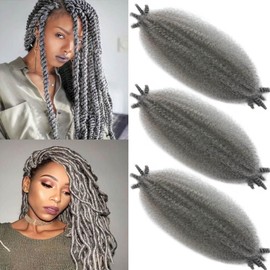 Grey Afro Twist Hair 18Inch Spring Twist Hair For Distressed Soft Locs 3Packs Cuban Twist Hair Synthetic Hair For Black Women(18Inch,Grey#)