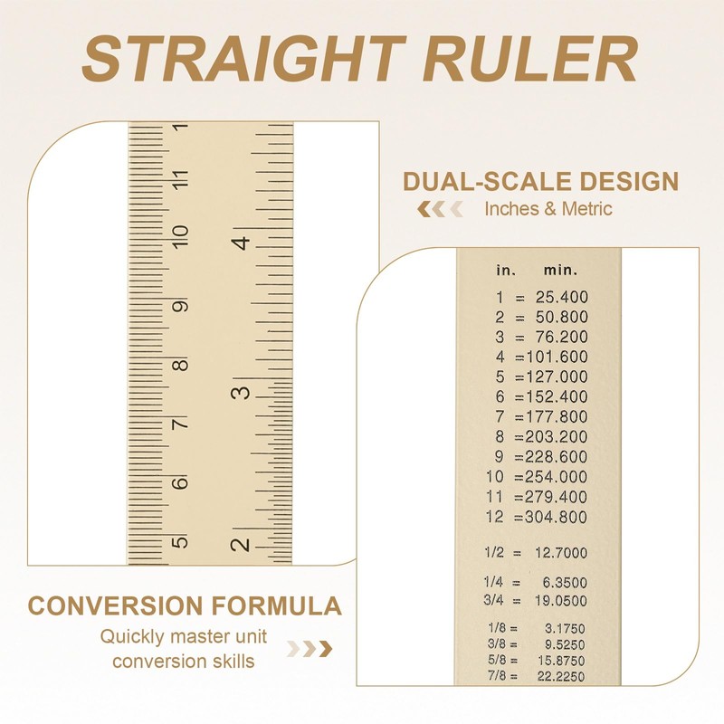 sourcing map 2pcs Metal Straight Ruler 30cm Metric SAE Aluminum