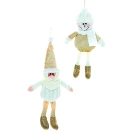 Toyland® Four 25cm Hanging Felt Plush Snowman Decorations With Sparkling Gold Features - Christmas Hanger