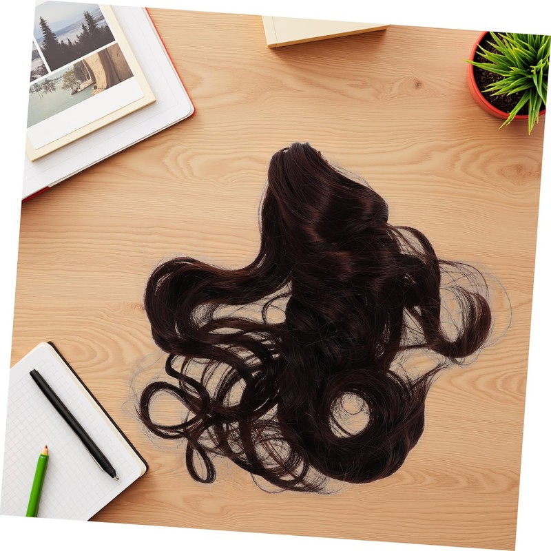 IWOWHERO Dark Brown Curly Claw Clip Ponytail Hair Extension for