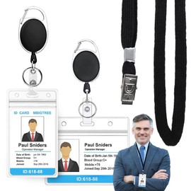 2pcs Porta Gafete con Cordón Retráctil KINGTLE 2PCS Llavero Retráctil,Sujetador De Insignia para Tarjetas de ID Vertical y Horizontal para Negocios Oficina Escolares (Transparente)