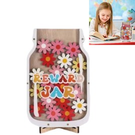 Reward Glass for Children, Star Reward Jars, Reward System Classroom Motivational Reward Glass, Reward Glasses for Toddlers, for Home and School Use (Flower)