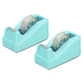 PATIKIL 2pcs Tape Dispenser Desk Small Tape Dispenser Cute Desktop Dispenser Holder for Tape Office Desktop, Cyan Blue