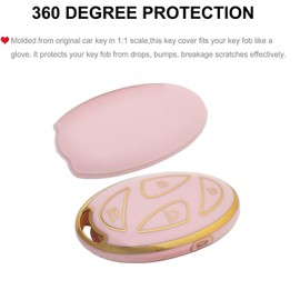 chyoekey Key Fob Cover Case Shell Keychain for 2023 2024 Hyundai Ioniq 6 Grandeur GN7 KONA Pink (for Hyundai B)