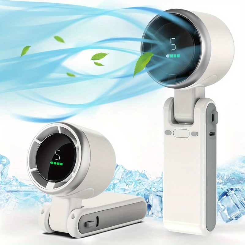 3-in-1 Portable Neck Fan for Travel – Foldable 5-Speed USB
