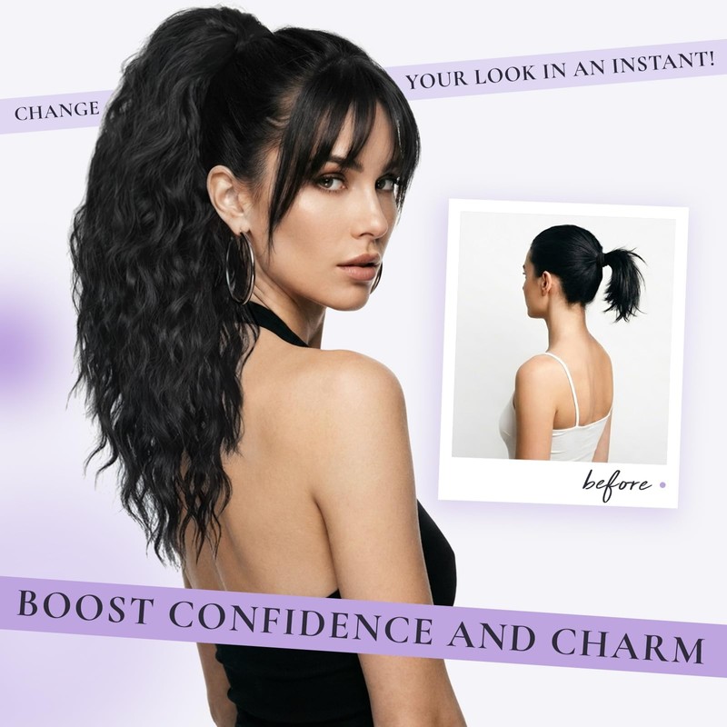 Curly Ponytail Extension with Clip, 45 cm Claw Clip Ponytail