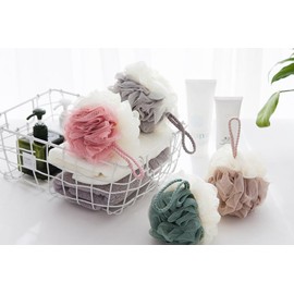Esponja para Baño Suave, 4 Piezas Esponja de Baño para Cuerpo, Esponjas Doble Color para Adultos y Niños, Esponjabon para Ducha y Limpieza Facial