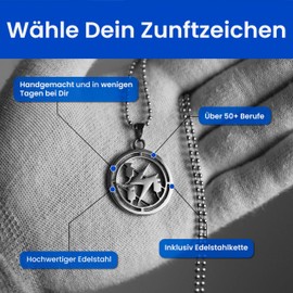 Steelmonks Zunft-Halskette aus Edelstahl | Geschenk für Handwerker | Zunftzeichen Geschenk | (Zimmerer)