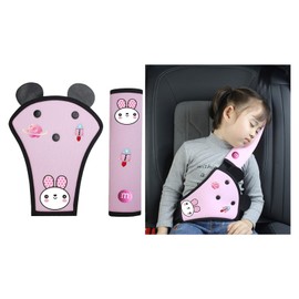 Furforstk Seatbelt Covers 2 Pcs Seat Belt Pads, Seatbelt Covers Kids, Seat Belt Pads for Kids, Kids Car Accessories, Prevent The Seat Belt from Cutting on The Neck and Abdomen (A Pink Jade Rabbit)
