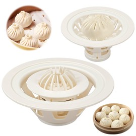 Baozi Maker, 7.09" Flower Shaped Bun & Dumpling Machine, Baozi Maker Machine Mold, Bun Dumpling Maker- Steam Bun Dumpling Maker Mold for Home Kitchen Beginners (White)