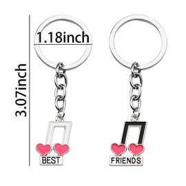 Matching Friendship Keychains for 2 Best Friend Birthday Christmas Gifts for Women Men Besties Music Gifts for Music Lovers Friends Graduation Gifts Ideas Musical Note Keychain Gift for 2 Boys Girls