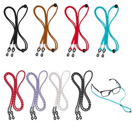 Eyeglass Strap,8Pcs Eyeglass Chain Holders H HOME-MART PU Leather Sunglasses Strap Lanyard Cord Necklace Anti-Loose Eyewear Retainer for Women Men