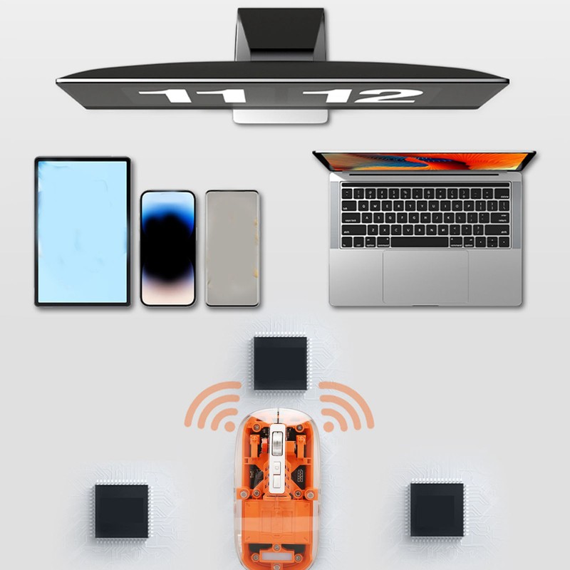 Wireless Bluetooth 3 Mode BT5.1 BT5.1 2.4GHz Mouse Transparent Clear