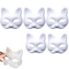 5 PCS Cat Masks to Paint,Therian Masks with Straps,White Blank