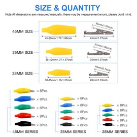 GLARKS G-778 120Pcs 28mm 35mm 45mm Alligator Clips Crocodile Electrical Test Clamps Jumper Helper with Protective Insulation Cover (Black, Red, Yellow, Blue, Green)